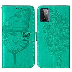 Custodia Portafoglio In Pelle Farfalla Cover con Supporto Y01B per Samsung Galaxy A72 5G Verde