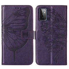 Custodia Portafoglio In Pelle Farfalla Cover con Supporto Y01B per Samsung Galaxy A72 5G Viola