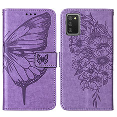 Custodia Portafoglio In Pelle Farfalla Cover con Supporto Y01B per Samsung Galaxy F02S SM-E025F Lavanda