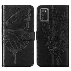 Custodia Portafoglio In Pelle Farfalla Cover con Supporto Y01B per Samsung Galaxy F02S SM-E025F Nero