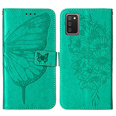 Custodia Portafoglio In Pelle Farfalla Cover con Supporto Y01B per Samsung Galaxy F02S SM-E025F Verde