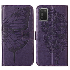 Custodia Portafoglio In Pelle Farfalla Cover con Supporto Y01B per Samsung Galaxy F02S SM-E025F Viola