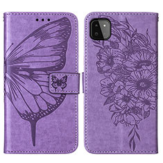 Custodia Portafoglio In Pelle Farfalla Cover con Supporto Y01B per Samsung Galaxy F42 5G Lavanda