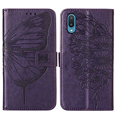 Custodia Portafoglio In Pelle Farfalla Cover con Supporto Y01B per Samsung Galaxy M02 Viola
