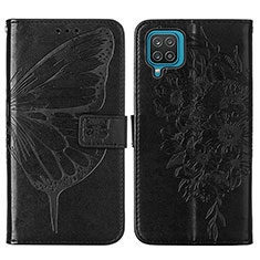 Custodia Portafoglio In Pelle Farfalla Cover con Supporto Y01B per Samsung Galaxy M12 Nero