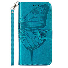 Custodia Portafoglio In Pelle Farfalla Cover con Supporto Y01B per Samsung Galaxy M33 5G Blu