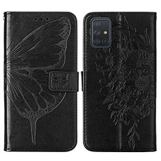 Custodia Portafoglio In Pelle Farfalla Cover con Supporto Y01B per Samsung Galaxy M40S Nero