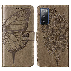 Custodia Portafoglio In Pelle Farfalla Cover con Supporto Y01B per Samsung Galaxy S20 FE 4G Grigio