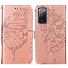 Custodia Portafoglio In Pelle Farfalla Cover con Supporto Y01B per Samsung Galaxy S20 Lite 5G Oro Rosa