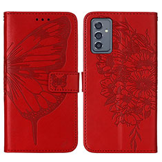 Custodia Portafoglio In Pelle Farfalla Cover con Supporto Y01B per Samsung Galaxy S23 FE 5G Rosso