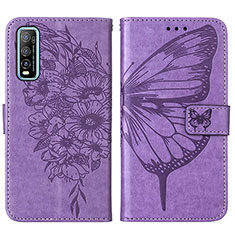 Custodia Portafoglio In Pelle Farfalla Cover con Supporto Y01B per Vivo iQOO U1 Lavanda