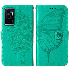 Custodia Portafoglio In Pelle Farfalla Cover con Supporto Y01B per Vivo V23e 5G Verde