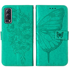 Custodia Portafoglio In Pelle Farfalla Cover con Supporto Y01B per Vivo Y52 5G Verde