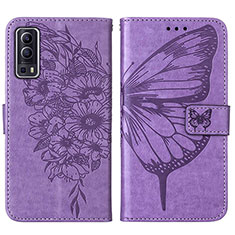 Custodia Portafoglio In Pelle Farfalla Cover con Supporto Y01B per Vivo Y75s 5G Lavanda