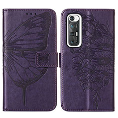 Custodia Portafoglio In Pelle Farfalla Cover con Supporto Y01B per Xiaomi Mi 10S 5G Viola