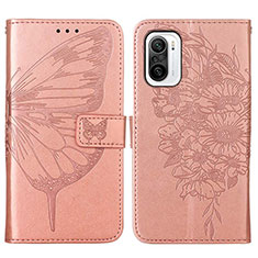 Custodia Portafoglio In Pelle Farfalla Cover con Supporto Y01B per Xiaomi Mi 11X 5G Oro Rosa