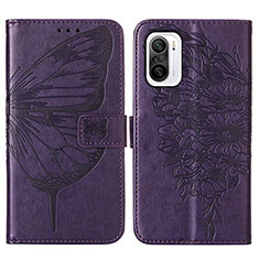 Custodia Portafoglio In Pelle Farfalla Cover con Supporto Y01B per Xiaomi Mi 11X Pro 5G Viola