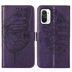 Custodia Portafoglio In Pelle Farfalla Cover con Supporto Y01B per Xiaomi Redmi K40 5G Viola