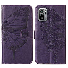 Custodia Portafoglio In Pelle Farfalla Cover con Supporto Y01B per Xiaomi Redmi Note 10S 4G Viola