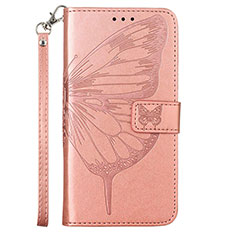 Custodia Portafoglio In Pelle Farfalla Cover con Supporto Y02B per Samsung Galaxy A03 Oro Rosa