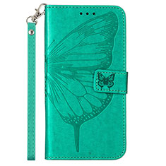 Custodia Portafoglio In Pelle Farfalla Cover con Supporto Y02B per Samsung Galaxy A03 Verde