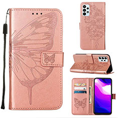 Custodia Portafoglio In Pelle Farfalla Cover con Supporto Y02B per Samsung Galaxy A23 4G Oro Rosa