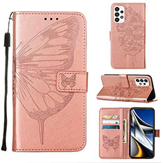 Custodia Portafoglio In Pelle Farfalla Cover con Supporto Y02B per Samsung Galaxy A73 5G Oro Rosa