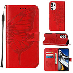 Custodia Portafoglio In Pelle Farfalla Cover con Supporto Y02B per Samsung Galaxy A73 5G Rosso