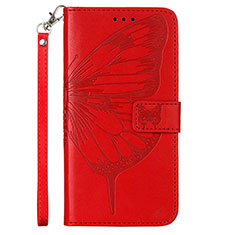 Custodia Portafoglio In Pelle Farfalla Cover con Supporto Y02B per Samsung Galaxy F52 5G Rosso