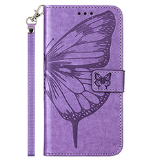 Custodia Portafoglio In Pelle Farfalla Cover con Supporto Y02B per Samsung Galaxy M02s Lavanda