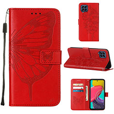 Custodia Portafoglio In Pelle Farfalla Cover con Supporto Y02B per Samsung Galaxy M33 5G Rosso