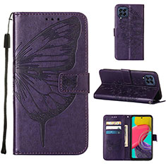 Custodia Portafoglio In Pelle Farfalla Cover con Supporto Y02B per Samsung Galaxy M33 5G Viola