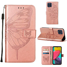 Custodia Portafoglio In Pelle Farfalla Cover con Supporto Y02B per Samsung Galaxy M53 5G Oro Rosa