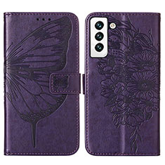 Custodia Portafoglio In Pelle Farfalla Cover con Supporto Y06B per Samsung Galaxy S22 5G Viola