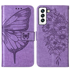 Custodia Portafoglio In Pelle Farfalla Cover con Supporto Y06B per Samsung Galaxy S24 5G Lavanda