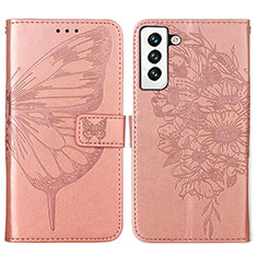 Custodia Portafoglio In Pelle Farfalla Cover con Supporto Y06B per Samsung Galaxy S24 5G Oro Rosa