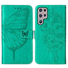 Custodia Portafoglio In Pelle Farfalla Cover con Supporto Y06B per Samsung Galaxy S24 Ultra 5G Verde