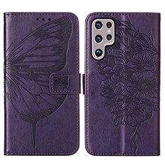 Custodia Portafoglio In Pelle Farfalla Cover con Supporto Y06B per Samsung Galaxy S25 Ultra 5G Viola