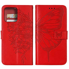 Custodia Portafoglio In Pelle Farfalla Cover con Supporto YB1 per Motorola Moto Edge Plus (2023) 5G Rosso