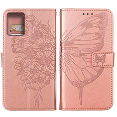 Custodia Portafoglio In Pelle Farfalla Cover con Supporto YB1 per Motorola Moto G 5G (2023) Oro Rosa