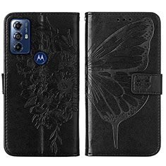 Custodia Portafoglio In Pelle Farfalla Cover con Supporto YB1 per Motorola Moto G Play (2023) Nero