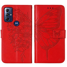 Custodia Portafoglio In Pelle Farfalla Cover con Supporto YB1 per Motorola Moto G Play (2023) Rosso