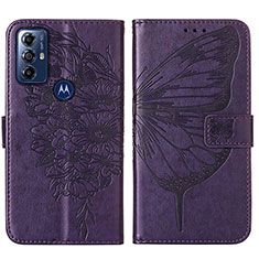 Custodia Portafoglio In Pelle Farfalla Cover con Supporto YB1 per Motorola Moto G Play Gen 2 Viola