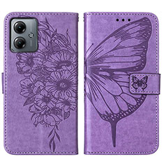 Custodia Portafoglio In Pelle Farfalla Cover con Supporto YB1 per Motorola Moto G14 Lavanda