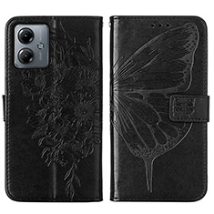 Custodia Portafoglio In Pelle Farfalla Cover con Supporto YB1 per Motorola Moto G14 Nero