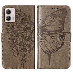 Custodia Portafoglio In Pelle Farfalla Cover con Supporto YB1 per Motorola Moto G53 5G Grigio