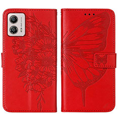 Custodia Portafoglio In Pelle Farfalla Cover con Supporto YB1 per Motorola Moto G53 5G Rosso
