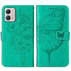 Custodia Portafoglio In Pelle Farfalla Cover con Supporto YB1 per Motorola Moto G53 5G Verde