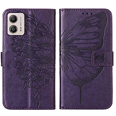 Custodia Portafoglio In Pelle Farfalla Cover con Supporto YB1 per Motorola Moto G53 5G Viola