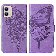 Custodia Portafoglio In Pelle Farfalla Cover con Supporto YB1 per Motorola Moto G53y 5G Lavanda